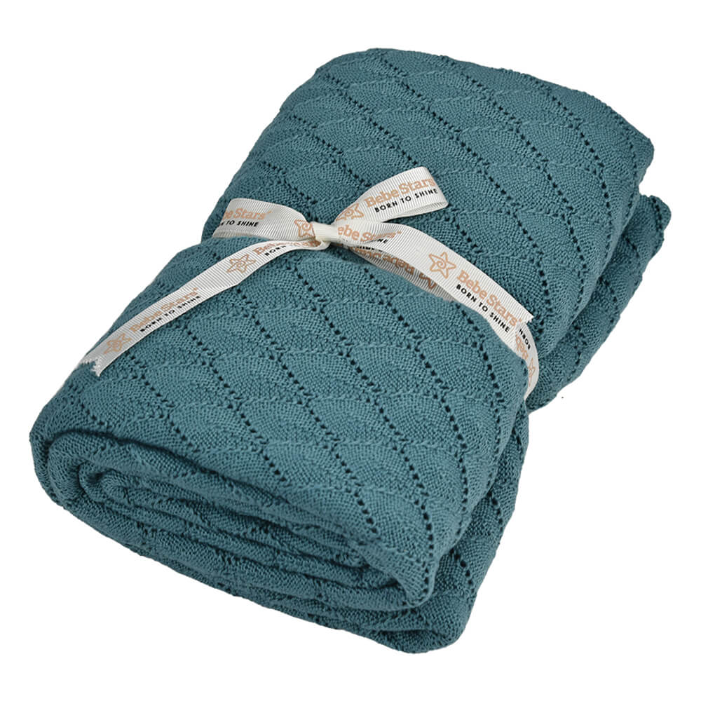 GREEN KNITTED BED BLANKET