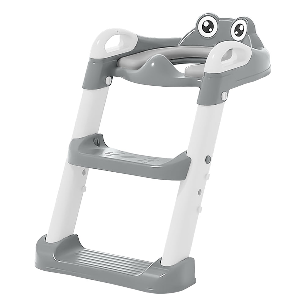 TOILET SEAT WITH HANDLE AND STEPS FROG GRAY