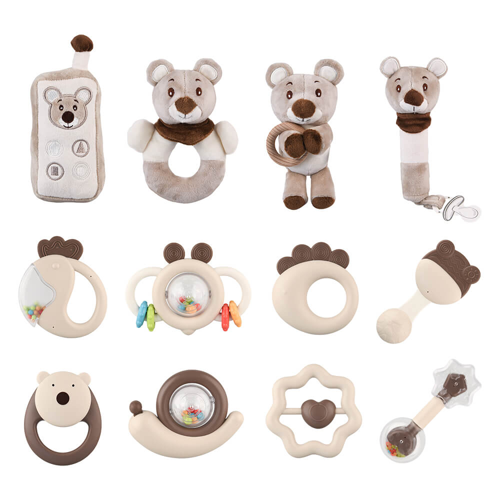 12PCS GIFT SET. TEDDY BEAR RATTLES
