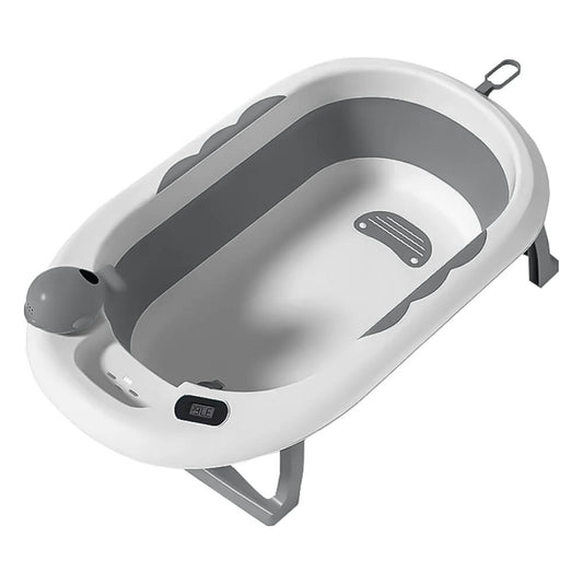 FOLDING TUB WITH THERMOMETER WHALE GRAY