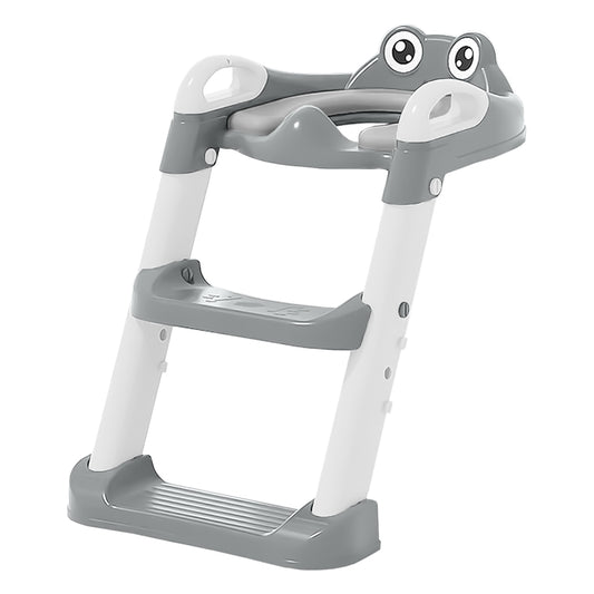 TOILET SEAT WITH HANDLE AND STEPS FROG GRAY