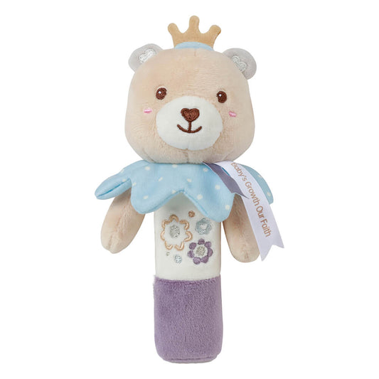 SOFT TEDDY FLOWER RATTLE